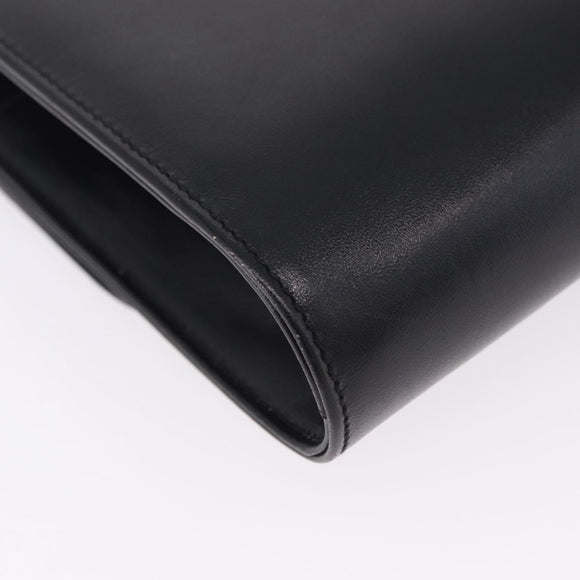 CELINE Chain Shoulder Bag Leather Black Gold Auth mr2876A