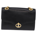 CELINE Chain Shoulder Bag Leather Black Gold Auth mr2876A-2