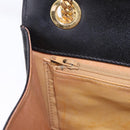 CELINE Chain Shoulder Bag Leather Black Gold Auth mr2876A-23