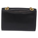 CELINE Chain Shoulder Bag Leather Black Gold Auth mr2876A-3