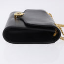 CELINE Chain Shoulder Bag Leather Black Gold Auth mr2876A-4