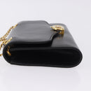 CELINE Chain Shoulder Bag Leather Black Gold Auth mr2876A-5