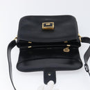 CELINE Shoulder Bag Leather Black Gold Auth mr2877-9