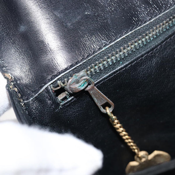CELINE Shoulder Bag Leather Black Gold Auth mr2877