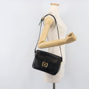 CELINE Shoulder Bag Leather Black Gold Auth mr2877-24