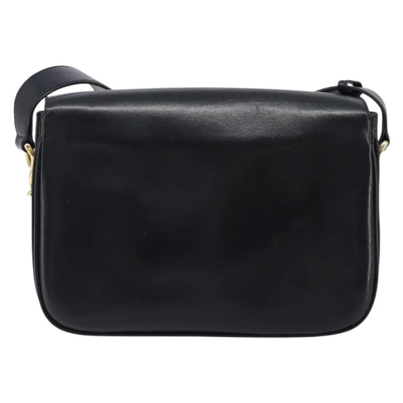 CELINE Shoulder Bag Leather Black Gold Auth mr2877