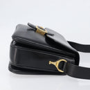 CELINE Shoulder Bag Leather Black Gold Auth mr2877-3