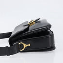 CELINE Shoulder Bag Leather Black Gold Auth mr2877-4