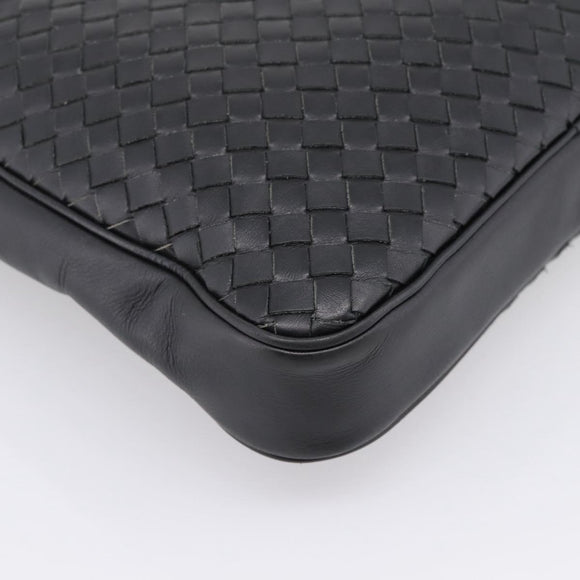 BOTTEGA VENETA INTRECCIATO Shoulder Bag Leather Black Silver Auth mr2878V