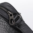 BOTTEGA VENETA INTRECCIATO Shoulder Bag Leather Black Silver Auth mr2878V-14
