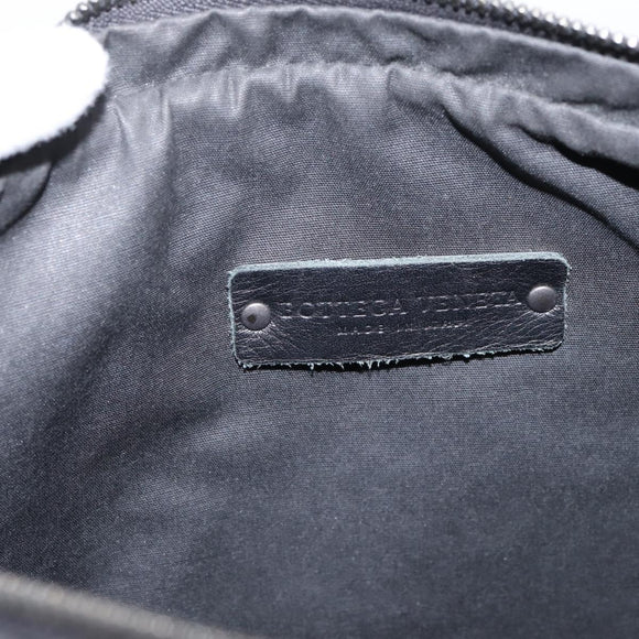 BOTTEGA VENETA INTRECCIATO Shoulder Bag Leather Black Silver Auth mr2878V