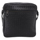 BOTTEGA VENETA INTRECCIATO Shoulder Bag Leather Black Silver Auth mr2878V-2