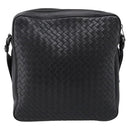 BOTTEGA VENETA INTRECCIATO Shoulder Bag Leather Black Silver Auth mr2878V-3