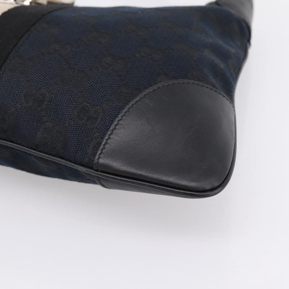 GUCCI GG Canvas Jackie Sherry Line Hand Bag Black Silver 001 4057 Auth mr2879A