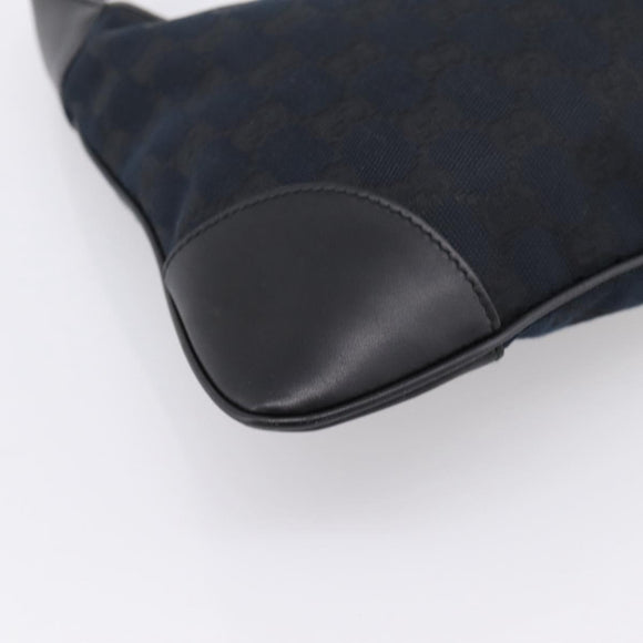 GUCCI GG Canvas Jackie Sherry Line Hand Bag Black Silver 001 4057 Auth mr2879A