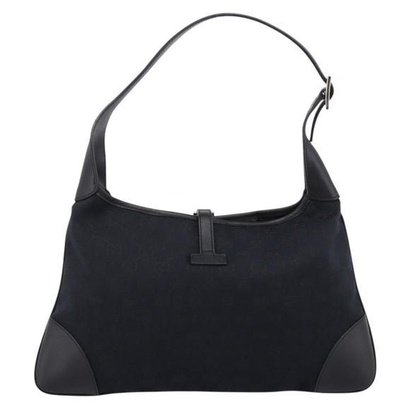 GUCCI GG Canvas Jackie Sherry Line Hand Bag Black Silver 001 4057 Auth mr2879A