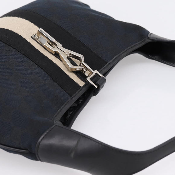 GUCCI GG Canvas Jackie Sherry Line Hand Bag Black Silver 001 4057 Auth mr2879A