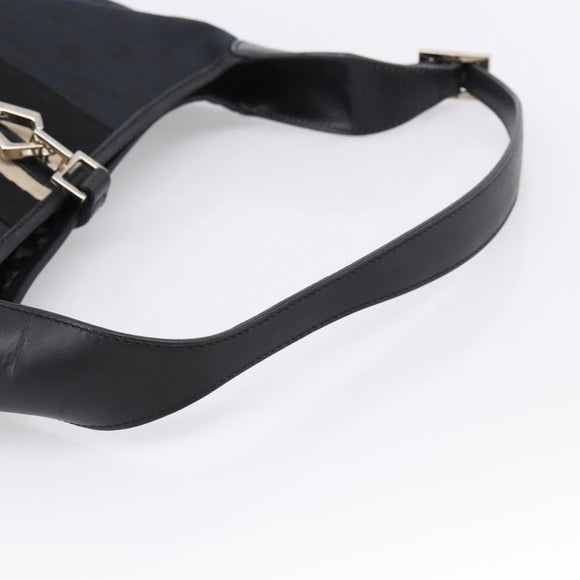 GUCCI GG Canvas Jackie Sherry Line Hand Bag Black Silver 001 4057 Auth mr2879A