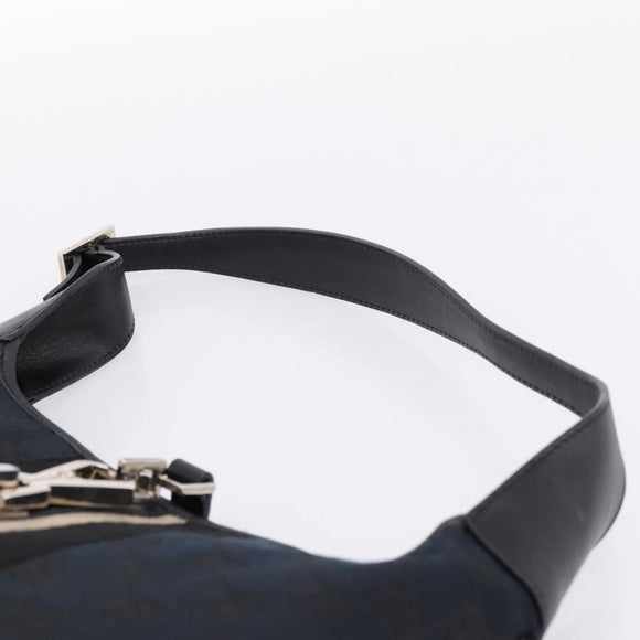 GUCCI GG Canvas Jackie Sherry Line Hand Bag Black Silver 001 4057 Auth mr2879A