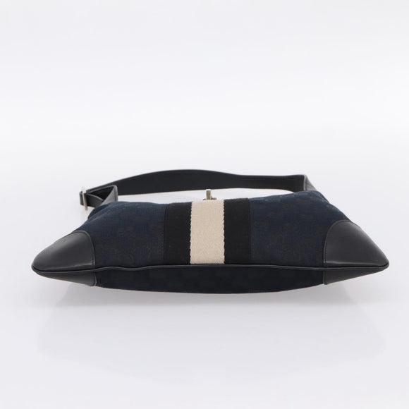 GUCCI GG Canvas Jackie Sherry Line Hand Bag Black Silver 001 4057 Auth mr2879A