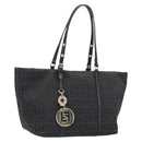 FENDI Zucchino Canvas Hand Bag Black Gold Auth mr2880A-1