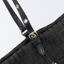 FENDI Zucchino Canvas Hand Bag Black Gold Auth mr2880A-15