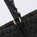 FENDI Zucchino Canvas Hand Bag Black Gold Auth mr2880A-16