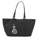 FENDI Zucchino Canvas Hand Bag Black Gold Auth mr2880A-2