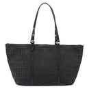 FENDI Zucchino Canvas Hand Bag Black Gold Auth mr2880A-3