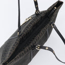 FENDI Zucchino Canvas Hand Bag Black Gold Auth mr2880A-6