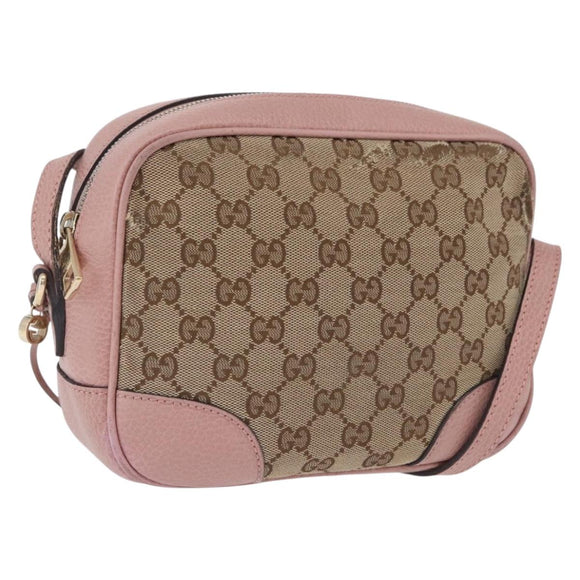 GUCCI GG Canvas Shoulder Bag Beige Gold 449413 Auth mr2883