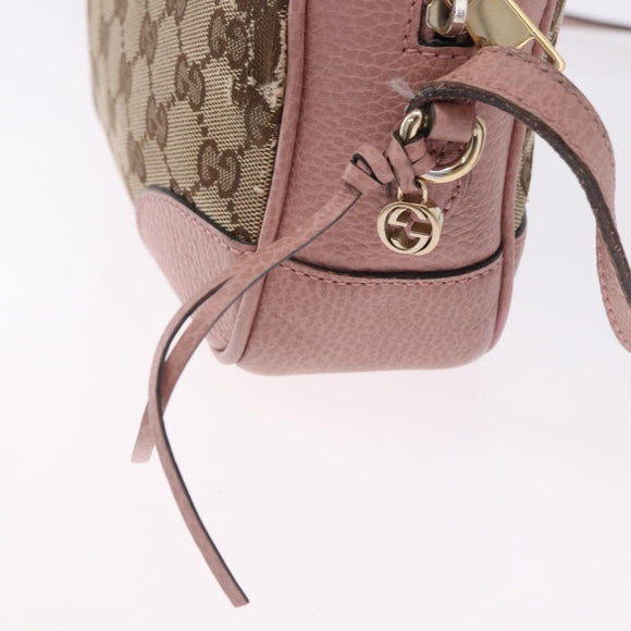 GUCCI GG Canvas Shoulder Bag Beige Gold 449413 Auth mr2883