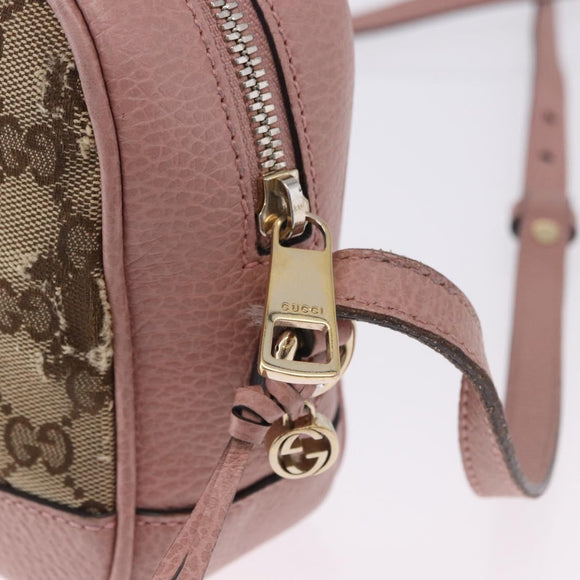 GUCCI GG Canvas Shoulder Bag Beige Gold 449413 Auth mr2883