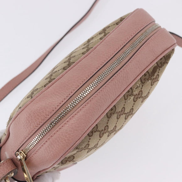 GUCCI GG Canvas Shoulder Bag Beige Gold 449413 Auth mr2883