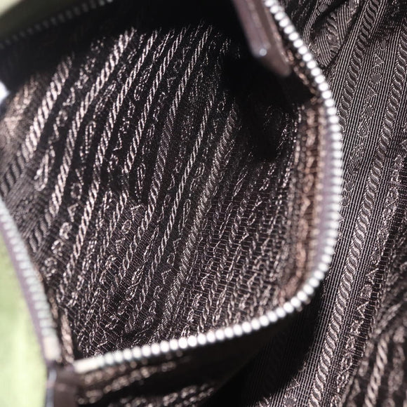 PRADA Shoulder Bag Nylon Khaki Silver Auth mr2884