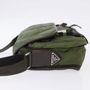 PRADA Shoulder Bag Nylon Khaki Silver Auth mr2884-6