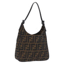 FENDI Zucca Canvas Hand Bag Black Brown Auth mr2886A-1