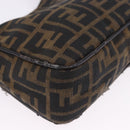 FENDI Zucca Canvas Hand Bag Black Brown Auth mr2886A-15