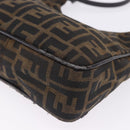 FENDI Zucca Canvas Hand Bag Black Brown Auth mr2886A-16