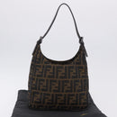 FENDI Zucca Canvas Hand Bag Black Brown Auth mr2886A-12
