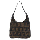 FENDI Zucca Canvas Hand Bag Black Brown Auth mr2886A-2