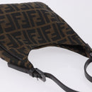 FENDI Zucca Canvas Hand Bag Black Brown Auth mr2886A-8