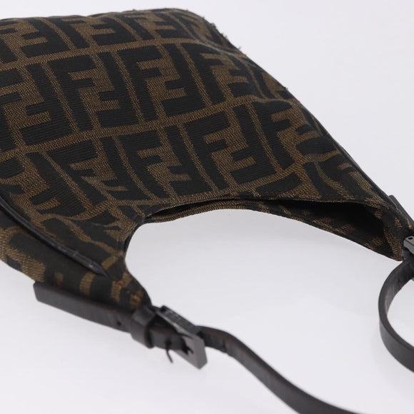 FENDI Zucca Canvas Hand Bag Black Brown Auth mr2886A
