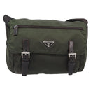 PRADA Shoulder Bag Nylon Khaki Silver Auth mr2887-2