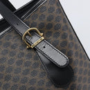 CELINE Macadam Canvas Hand Bag PVC Leather Black Gold Auth mr2888A-14
