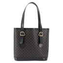 CELINE Macadam Canvas Hand Bag PVC Leather Black Gold Auth mr2888A-2