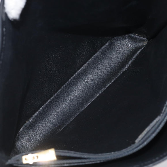 CELINE Macadam Canvas Hand Bag PVC Leather Black Gold Auth mr2888A