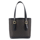 CELINE Macadam Canvas Hand Bag PVC Leather Black Gold Auth mr2888A-3