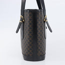 CELINE Macadam Canvas Hand Bag PVC Leather Black Gold Auth mr2888A-4