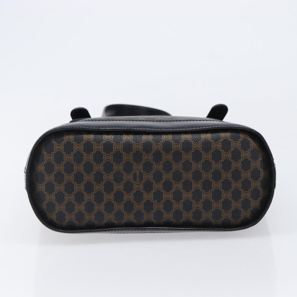 CELINE Macadam Canvas Hand Bag PVC Leather Black Gold Auth mr2888A